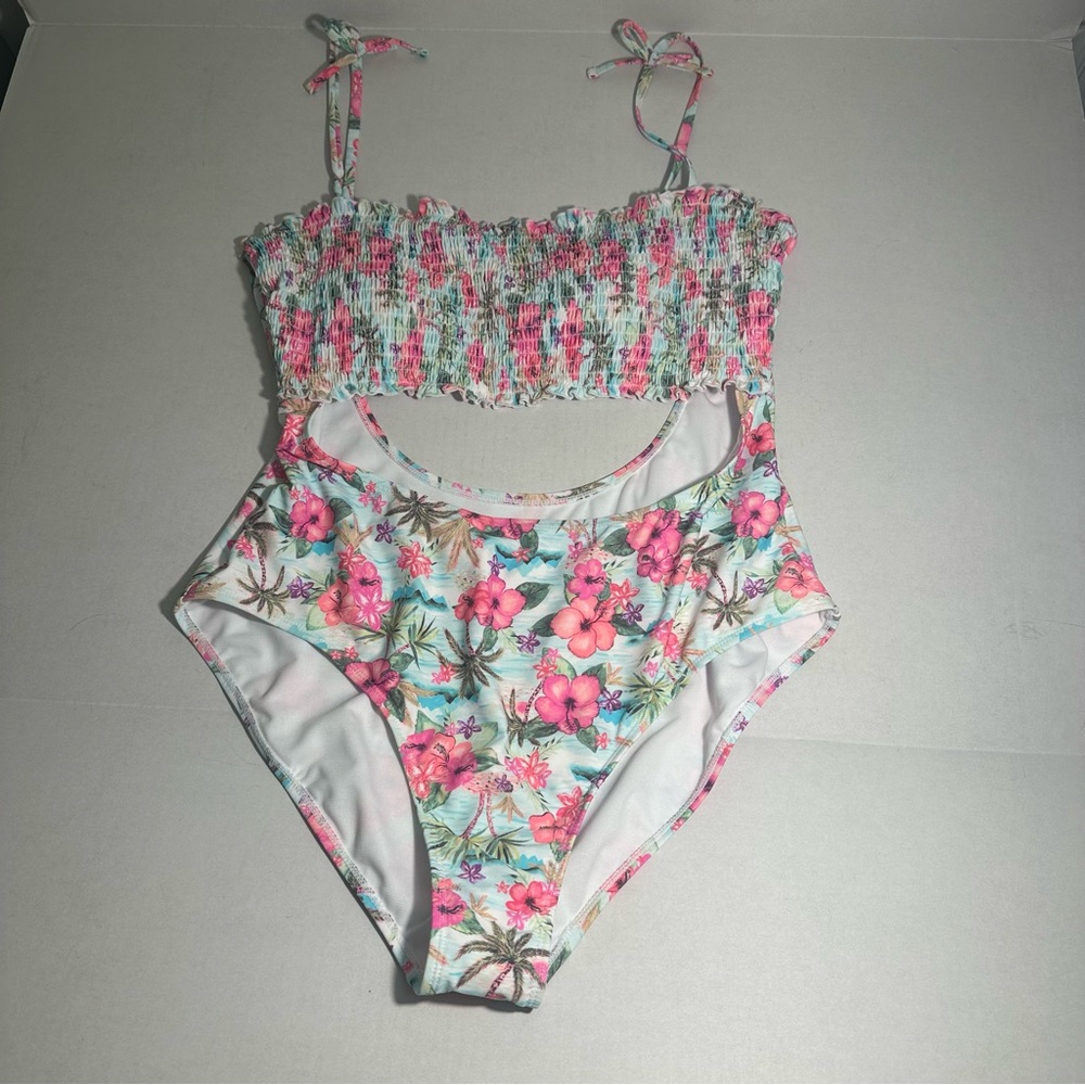 Decree Womens Textured‎ One Piece Swimsuit Island Floral XXL